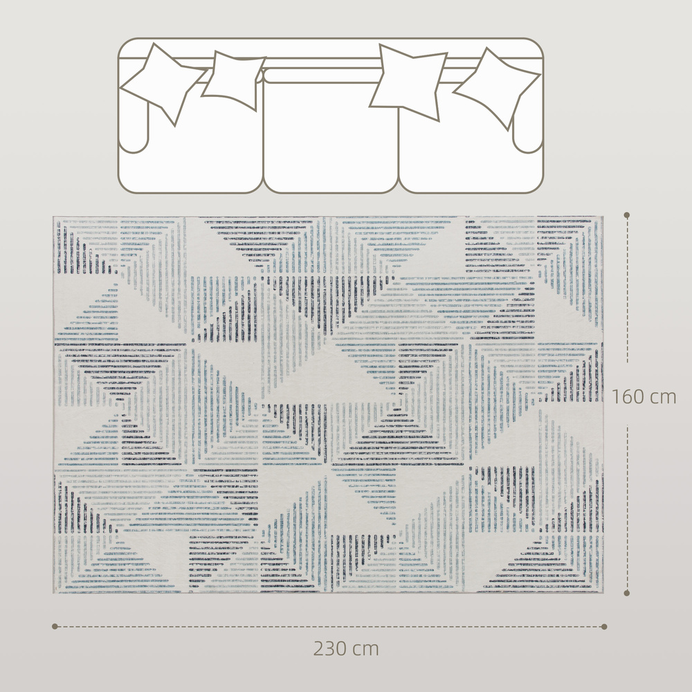 HOMCOM Modern Area Rug, Geometric Pattern Non-Slip Washable Rug, Soft Floor Carpet for Living Room, Bedroom, Dining Room, Home Office, 230 x 160 cm, Multi-Coloured