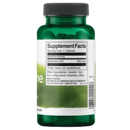 Swanson Berberyna 400mg na Prawidłowy Poziom Glukozy 60 Kapsułek