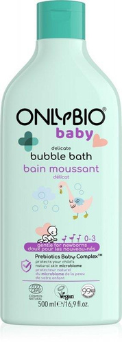 OnlyBio Baby Delikatny Płyn do Kąpieli dla Niemowląt od 1 Dnia Życia dla Skóry Wrażliwej 500ml