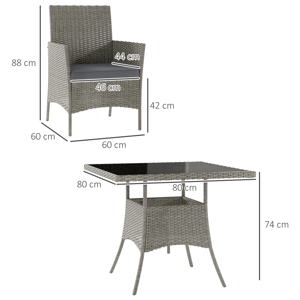 Outsunny Five-Pieces Rattan Dining Set - Light Grey