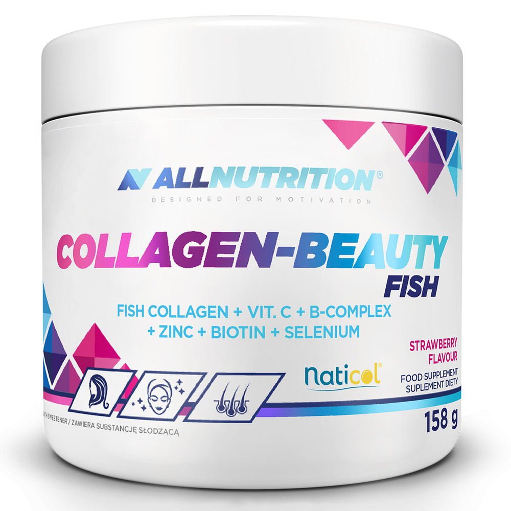 Allnutrition Collagen-Beauty Fish Marine Collagen Peptides with Vitamin and Mineral Complex Strawberry 158g