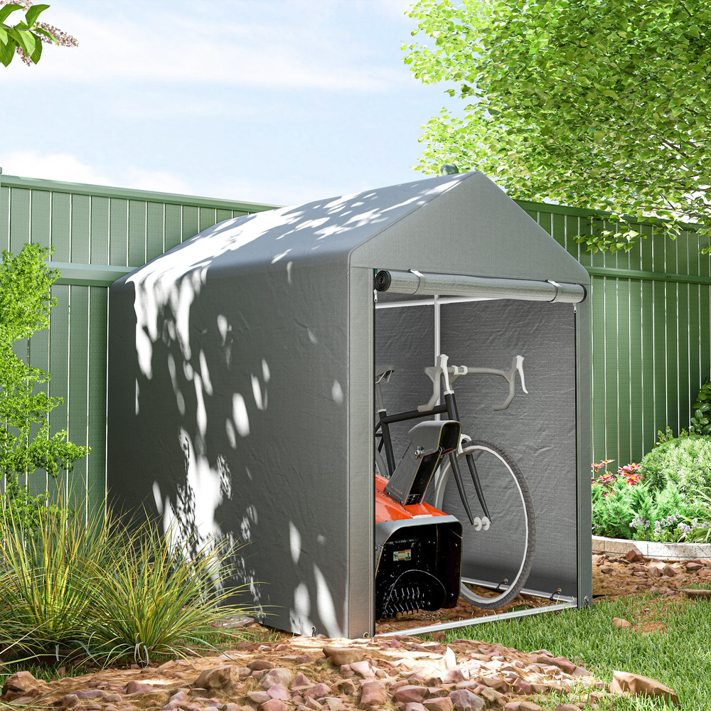 Outsunny 179 x 120cm Temporary Garden Shed, with Accessories - Light Grey