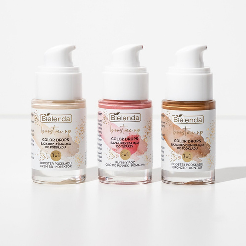 Bielenda Boost Me Up Color Drops Darkening Base 3in1 Foundation Booster Bronzer Contour 15ml