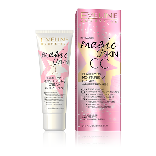 Eveline Magic Skin CC Upiększający Krem Nawilżający 8w1 na Zaczerwienienia 50ml