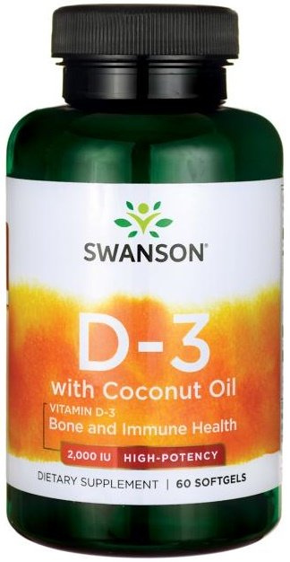Swanson Vitamin D3 2000 IU with Coconut Oil for Immunity 60 Softgels