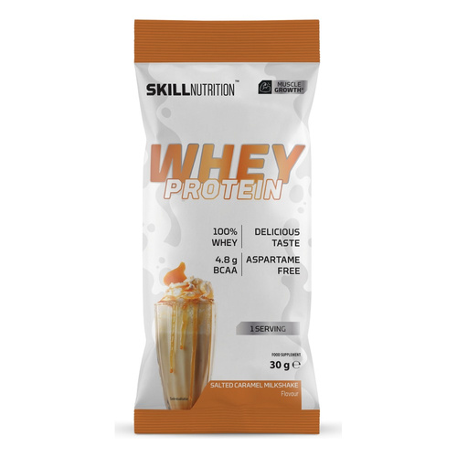 Skill Nutrition Whey Protein Powder, Salted Caramel Milkshake - 30g (1 serving)