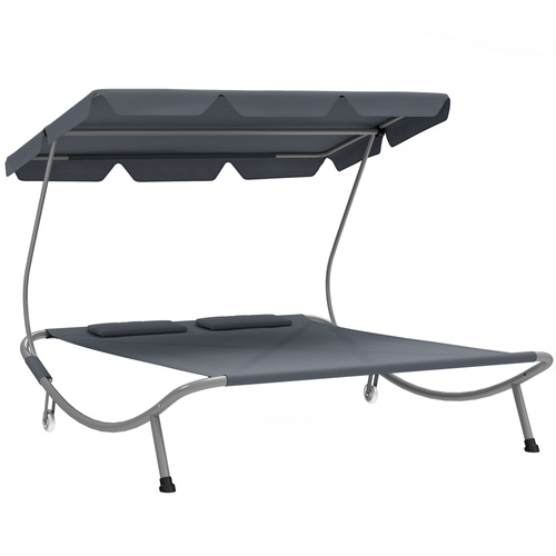 Outsunny Double Outdoor Bed, with Canopy - Light Grey