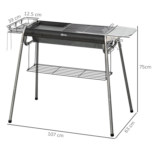 Outsunny Charcoal BBQ Grill - Black
