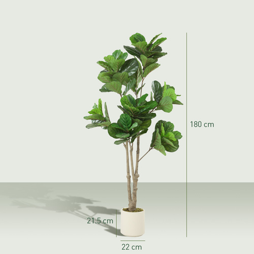 HOMCOM 180cm Artificial Fiddle Leaf Fig Tree - Green