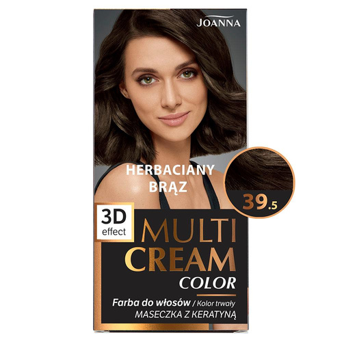 Joanna Multi Cream Trwały Intensywny Kolor Włosów Farba Pielęgnująca 39.5 Herbaciany Brąz 60x40x20g