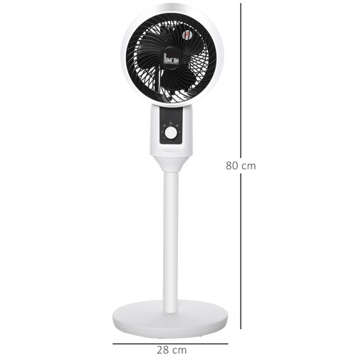HOMCOM 9'' Air Circulator Fan 3 Speed, 70° Oscillation 90° Vertical Tilt, Carry Handle, Pedestal Fan, Pedestal Fan for Living Room, Bedroom, Office, White and Black