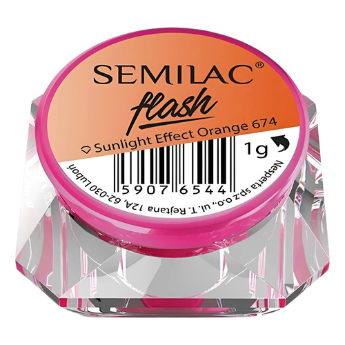 Semilac Flash Sunlight Effect - 674 Orange Nail Powder 674 1g