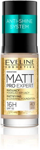 Eveline MATT PRO EXPERT MATTIFYING&COVERING FUNDATION NO. 401 COOL BEIGE 30ML