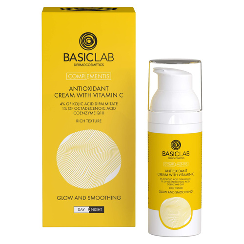 BasicLab Complementis Antioxidant Cream with Rich Consistency with Vitamin C Brightening and Smoothing for Dry and Very Dry Skin Day and Night 50ml
