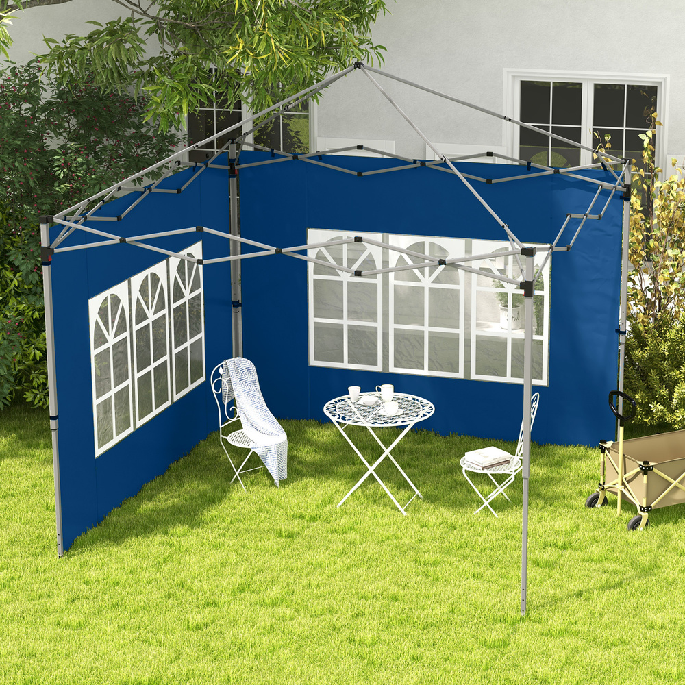 Outsunny Set of 2 Gazebo Side Panels - Blue