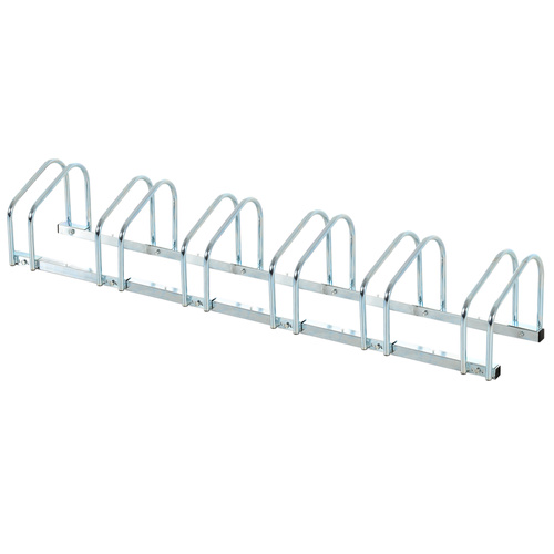 HOMCOM Bike Stand Parking Rack Floor or Wall Mount Bicycle Cycle Storage Locking Stand 179L x 33W x 27H (6 Racks, Silver)