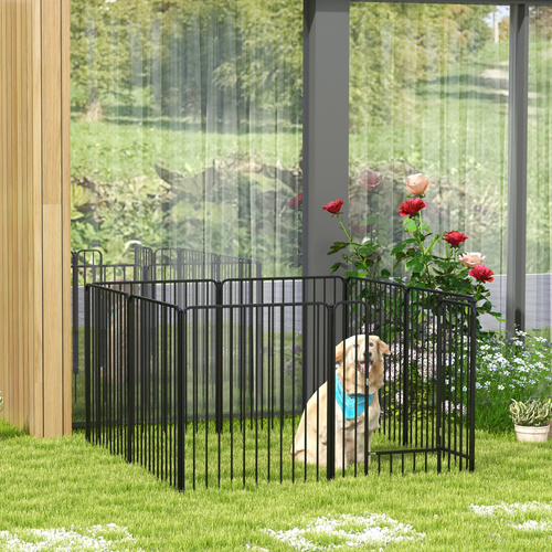 PawHut 100cm 8 Panels Heavy Duty Dog Pen, Pet Playpen for Indoors, Outdoors, Small, Medium, Large Dogs