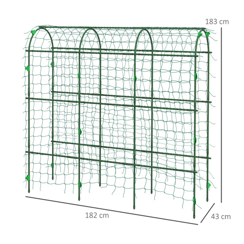 Outsunny 183 cm Tall Metal Garden Trellis, Arch Trellis for Climbing Plants Outdoor with Climbing Net