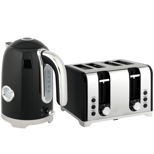 HOMCOM Retro 3000W Kettle and Toaster Set - Black