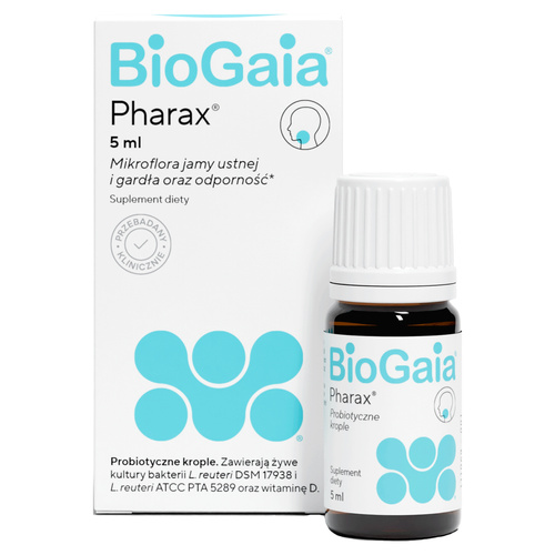 BioGaia Pharax dla Wsparcia Mikroflory Jamy Ustnej i Gardła u Dzieci powyżej 6 Miesiąca Życia i Dorosłych 5ml Best Before 20.11.26