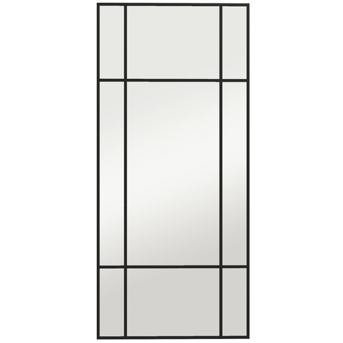 HOMCOM Decorative Grid Wall Mirror, with Back Hooks - Black