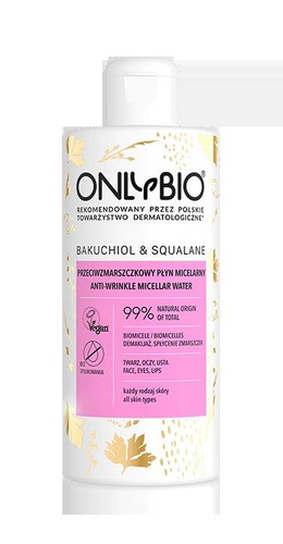 OnlyBio Przeciwzmarszczkowy Płyn Micelarny z Bakuchiolem i Skwalanem dla Każdego Typu Cery 300ml