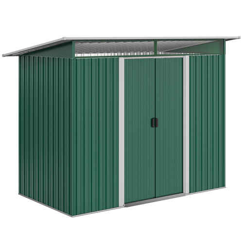Outsunny 8.5 x 4ft Metal Shed with Lightsky Panels, Garden Storage Tool House with Double Doors for Garden, Patio and Lawn, Green