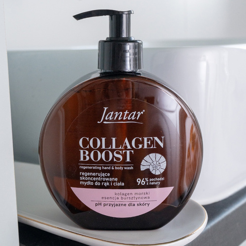 Jantar Collagen Boost Regenerujące Mydło do Rąk Esencja Bursztynowa Kolagen Morski dla Skóry Suchej 400ml
