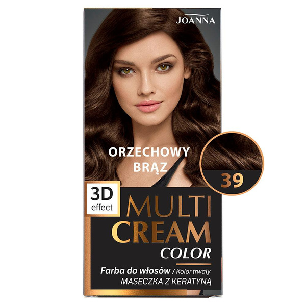 Joanna Multi Cream Trwały Intensywny Kolor Włosów Farba Pielęgnująca 39 Orzechowy Brąz 60x40x20g