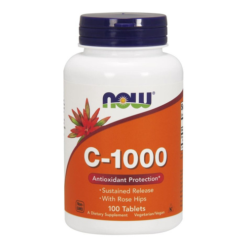 NOW Foods Vitamin C-1000 with Rose Hips Sustained Release For Immune Support 100 Tablets