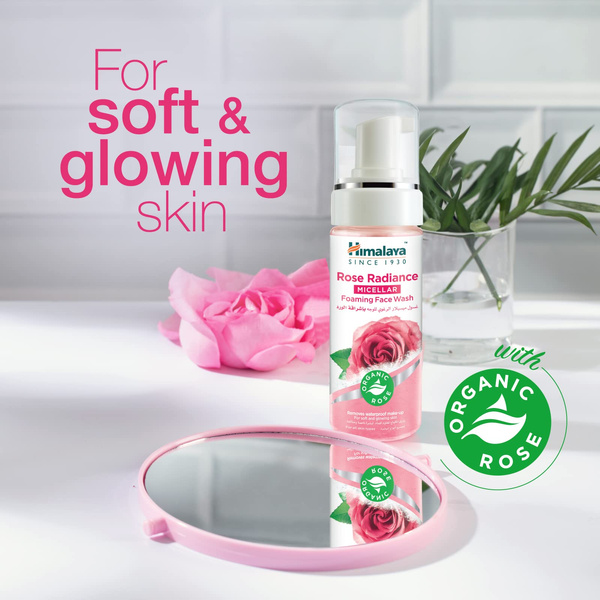 Himalaya Rose Radiance Rozświetlająca Pianka Micelarna do Mycia Twarzy z Organiczną Różą dla Każdego Rodzaju Skóry 150ml