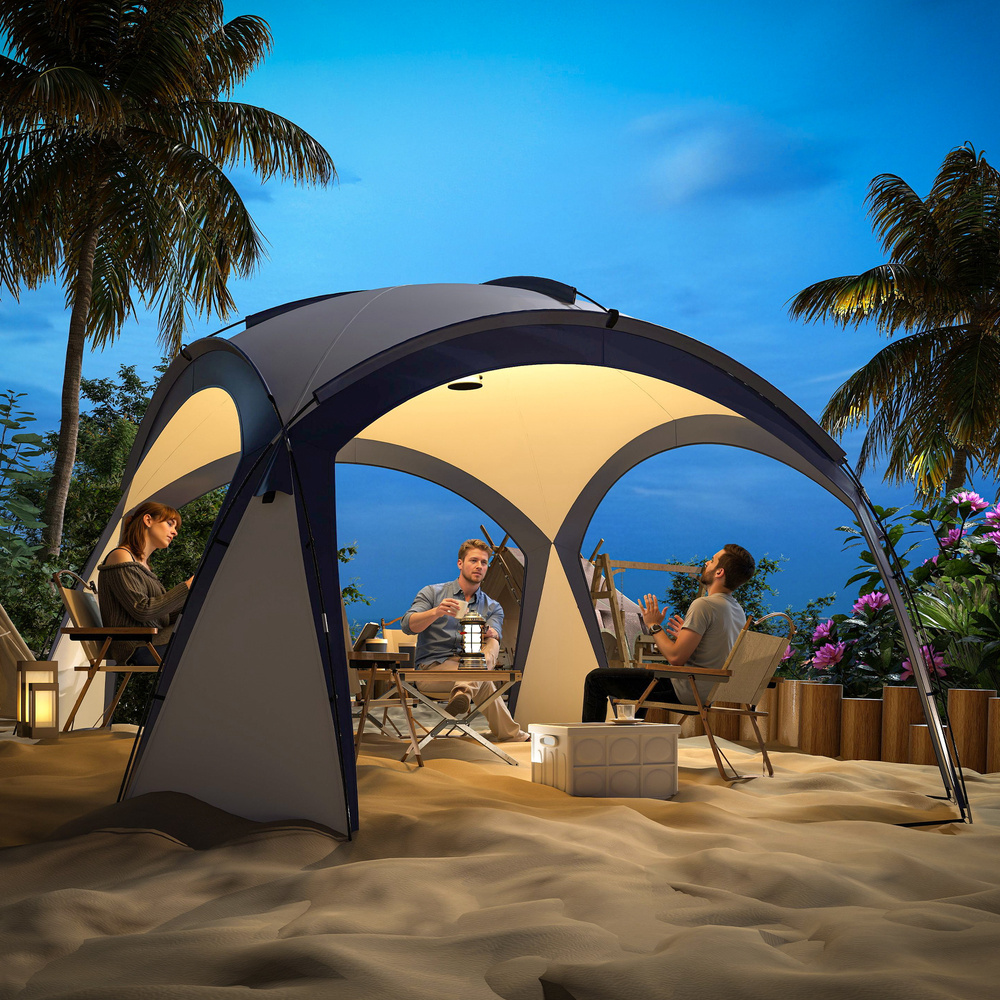 Outsunny Gazebo Party Tent, 3.5x3.5m-Cream/Blue