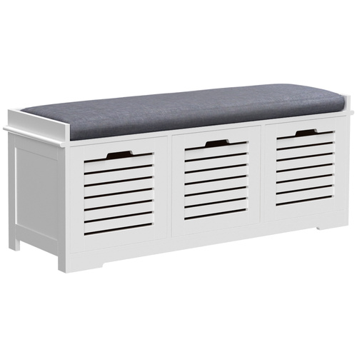 HOMCOM 3-Drawer Shoe Storage Bench - White