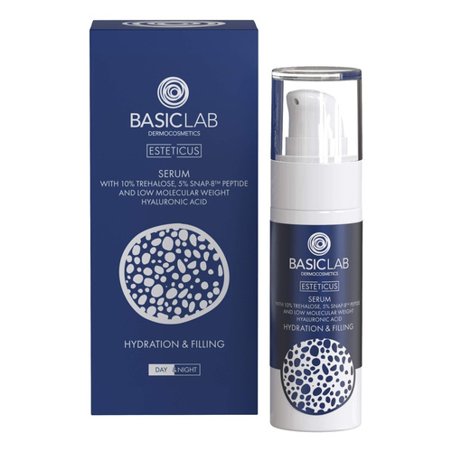 BasicLab Serum z Trehalozą 10% i 5% Peptydem Nawilżenie i Wypełnienie na Dzień i na Noc 30ml