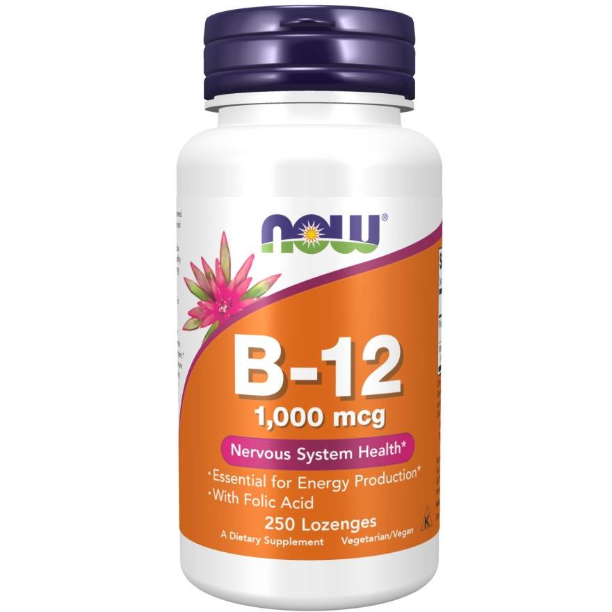 Now Foods Vitamin B-12 with Folic Acid 1000mcg 250 Lozenges