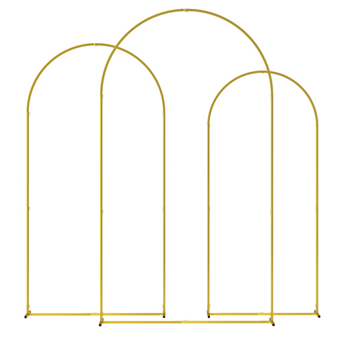 Outsunny Wedding Arch Frame Set, 2.2, 2, 1.8 m Metal Arch Backdrop Stand Set of 3, Balloon Arch Stand Set for Birthday Party, Bridal Shower, Graduation, Ceremony, Banquet Decorations, Gold Tone