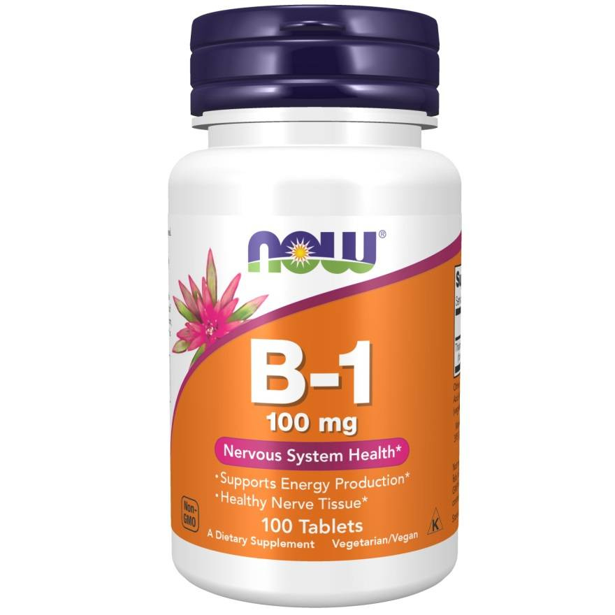 Now Foods Vitamin B-1 Thiamine 100mg Supports Nervous System & Brain Function 100 Tablets