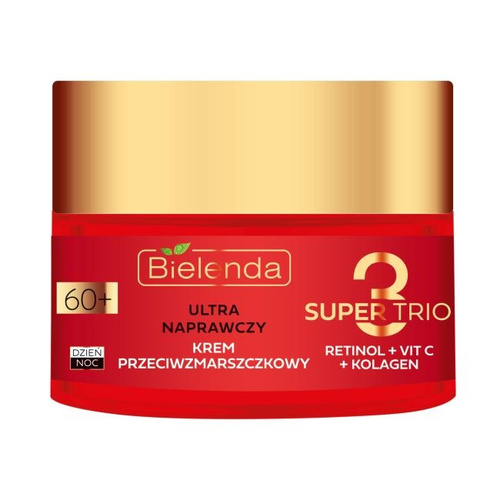 Bielenda Super Trio Retinol Vit C Collagen Ultra Naprawczy Krem Przeciwzmarszczkowy 60+ na Dzień i Noc 50ml