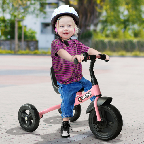 HOMCOM Baby Trike, Toddler Tricycle with Adjustable Seat, Children Ride on Toys 3 Wheels Bike with Bell for Kids 1.5-4 Years, Pink