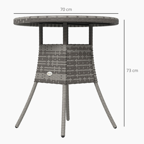 Outsunny 70 cm Wood-Effect Rattan Garden Table - Grey