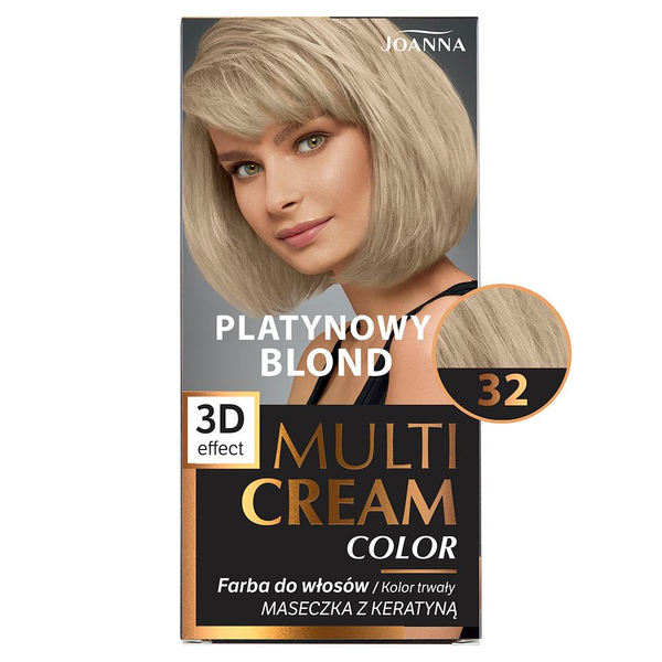 Joanna Multi Cream Trwały Intensywny Kolor Włosów Farba Pielęgnująca 32 Platynowy Blond 60x40x20g