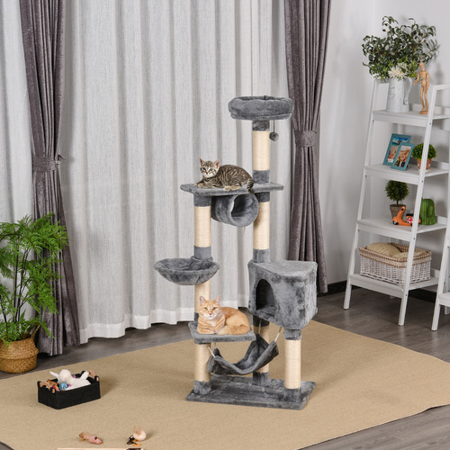 PawHut Cat Tree for Indoor Cats Condo Tower Multi-level Height 150CM  Kittens Activity Stand House with Toys & Various Scratching Posts