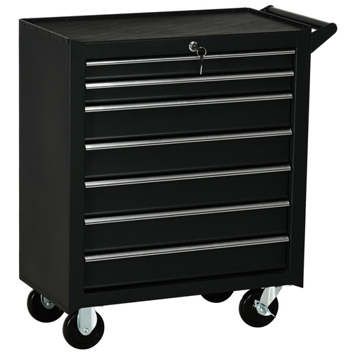 DURHAND 7-Drawer Tool Box on Wheels, Lockable Tool Cabinet with EVA Pat & Ball Bearing, Matte Black