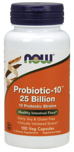 Now Foods Probiotic-10 25 Billion Probiotic Bacteria for Digestive & Immunity Support 100 Vcapsules
