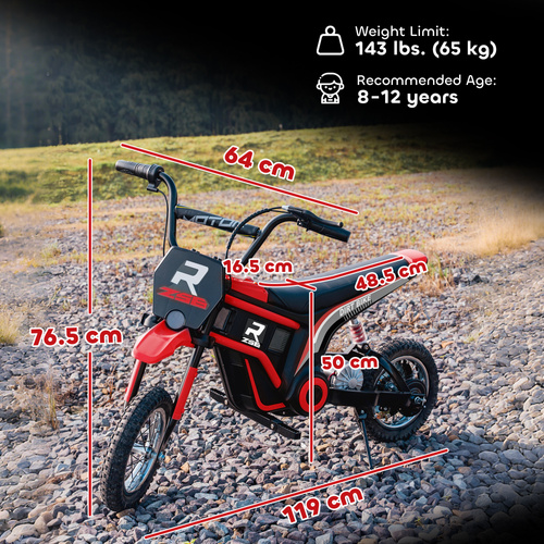HOMCOM 24V Electric Motorbike 18km/h with Twist Grip Throttle, Enhanced Power and Extended Range - Red