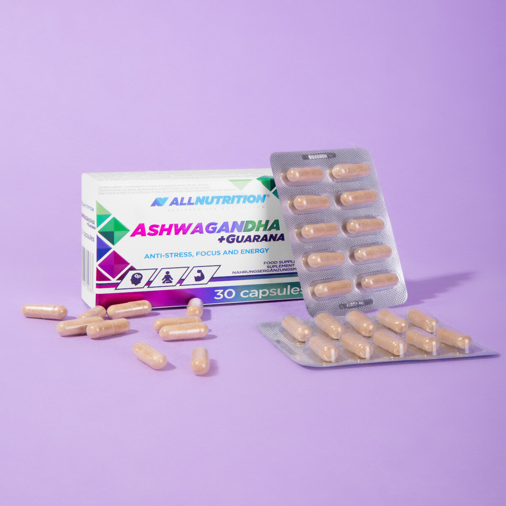 Allnutrition Ashwagandha + Guarana Anti Stress Focus and Energy 30 Capsules