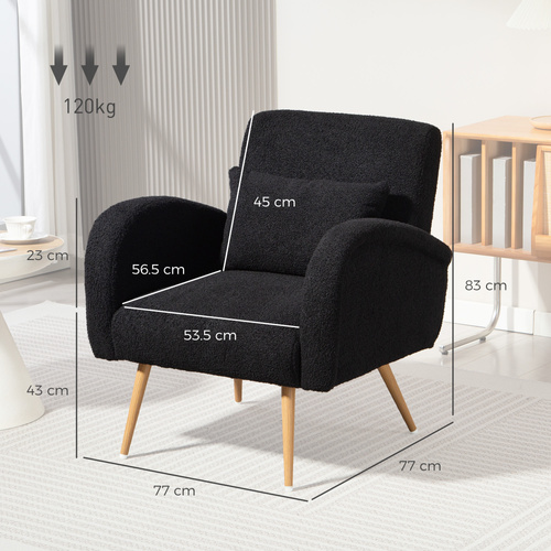 HOMCOM Teddy Fleece Accent Chair - Black