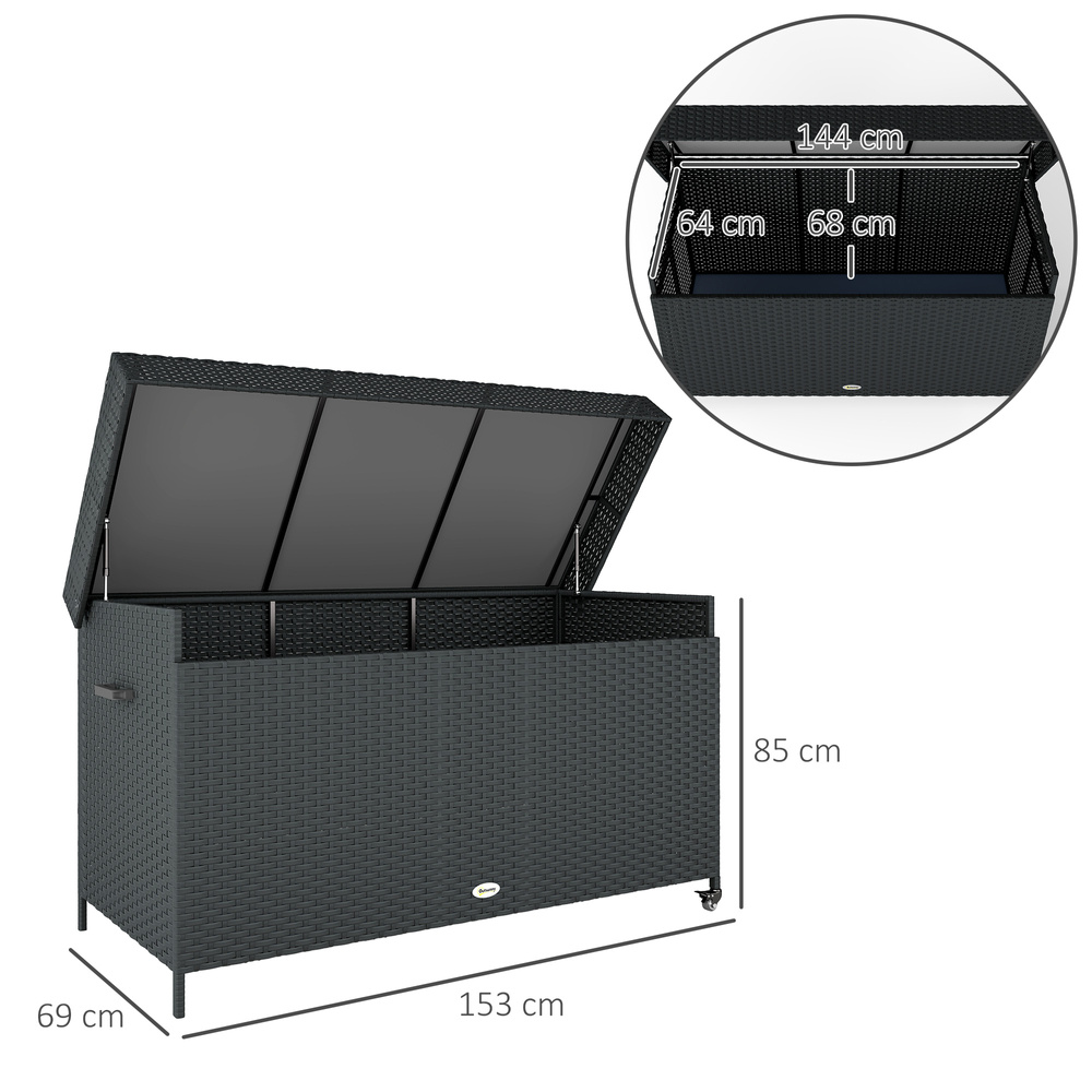 Outsunny 627 L Rattan Storage Box - Black