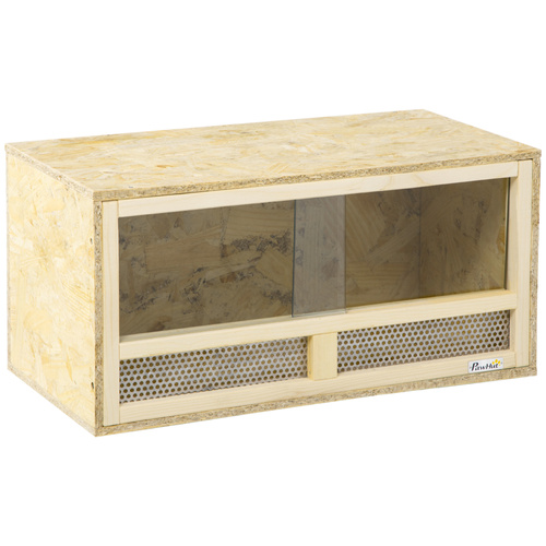 PawHut Reptile Terrarium Vivarium Habitat w/ Transparent Sliding Doors, Breathable Mesh, for Lizards, Horned Frogs, Snakes and Chameleons, 60 x 29.5 x 29.5cm