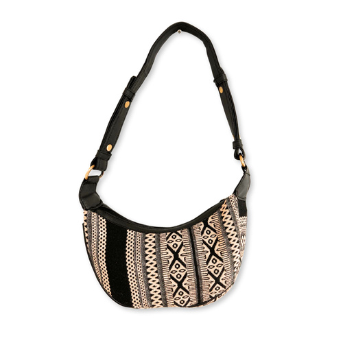 Jacquard Hobo Bag - Grey Metro (black strap)